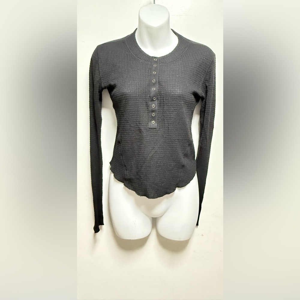 FP Movement by Free People Charcoal Long Sleeve Henley Top Size S